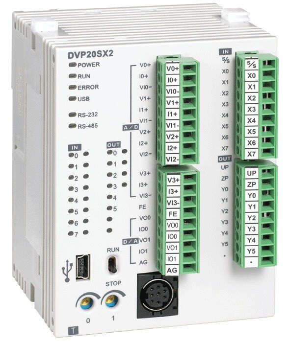 DVP20SX211T | Delta 8 Dijital Giriş, 6 Dijital NPN Çıkış, 4 Analog Giriş, 2 Analog Çıkış Kontrolör CPU PLC