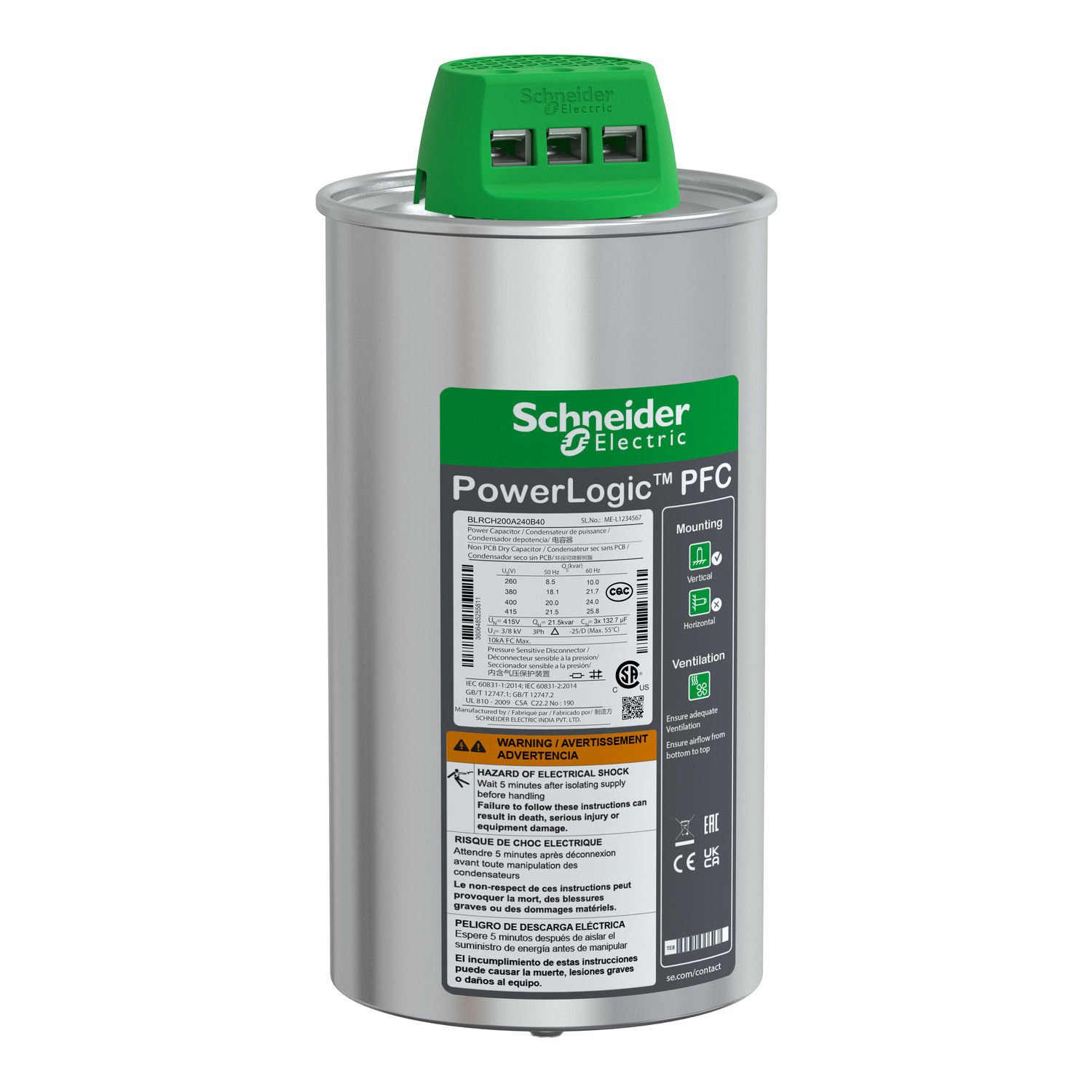 BLRCH200A240B40 | Schneider HDuty Kondansatör - 20/24 kvar - 400 V - 50/60Hz