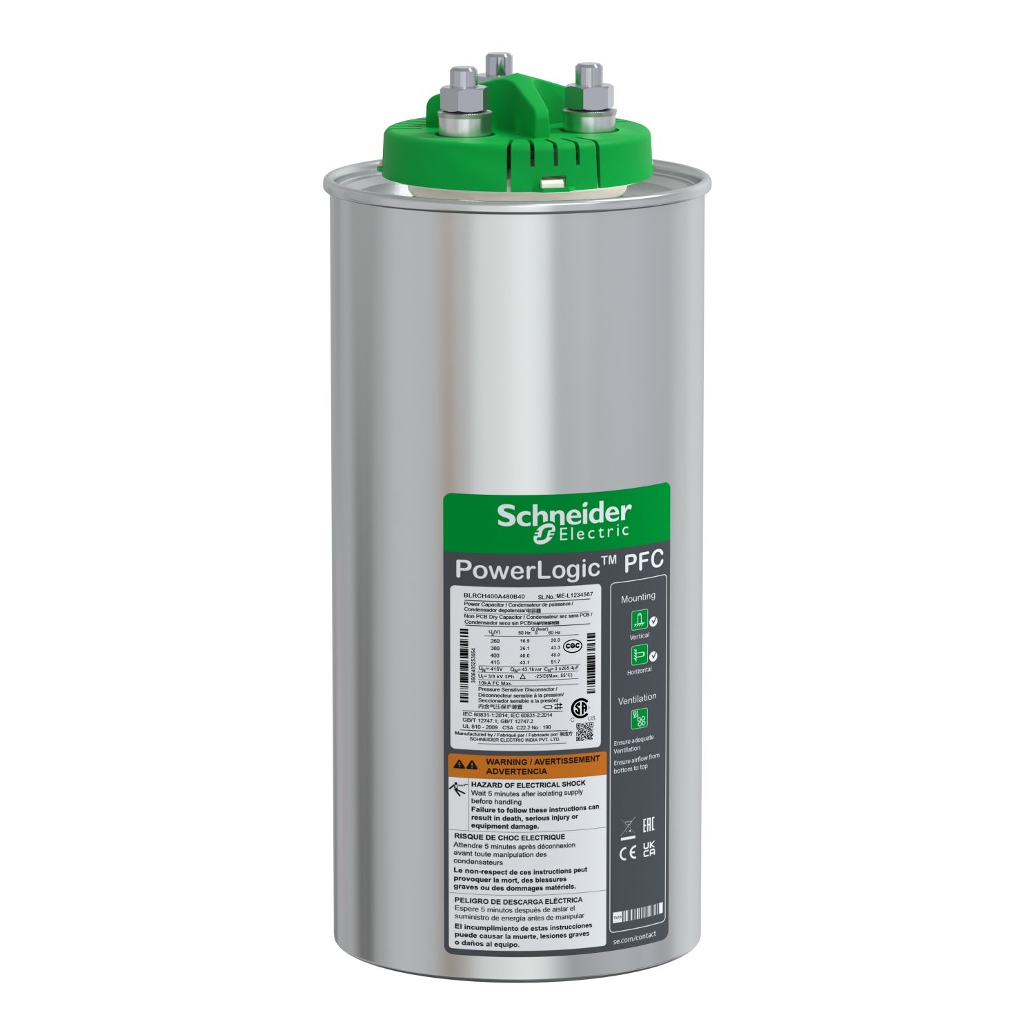 BLRCH500A000B40 | Schneider VarPlus Can HDuty Kondansatör - 50/0 kvar - 400 V - 50/60Hz