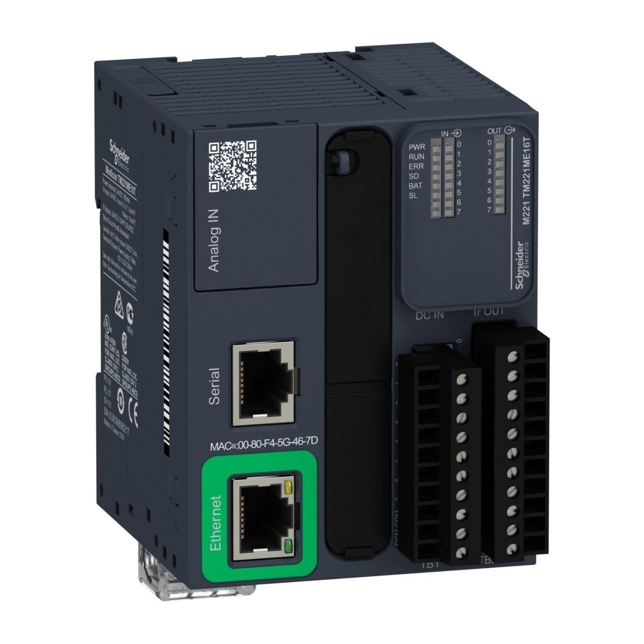 TM221ME16T | Schneider Modicon M221 16 giriş/çıkış Ethernet Haberleşmeli Kontrolör - 8 Dijital Giriş, 8 Dijital Çıkış - TM221ME16T