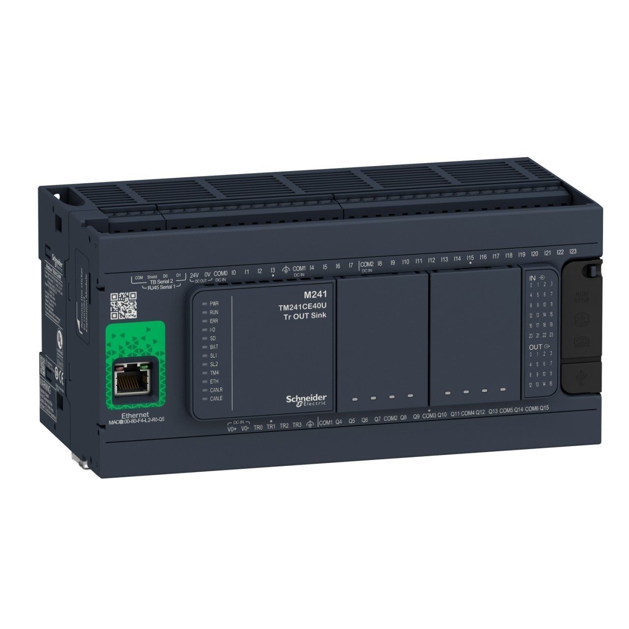 TM241CE40R | Schneider Modicon M241 40 giriş/çıkış Ethernet Haberleşmeli Kontrolör - 24 Dijital Giriş, 12 Röle Çıkışı, 4 Dijital Çıkış- TM241CE40R