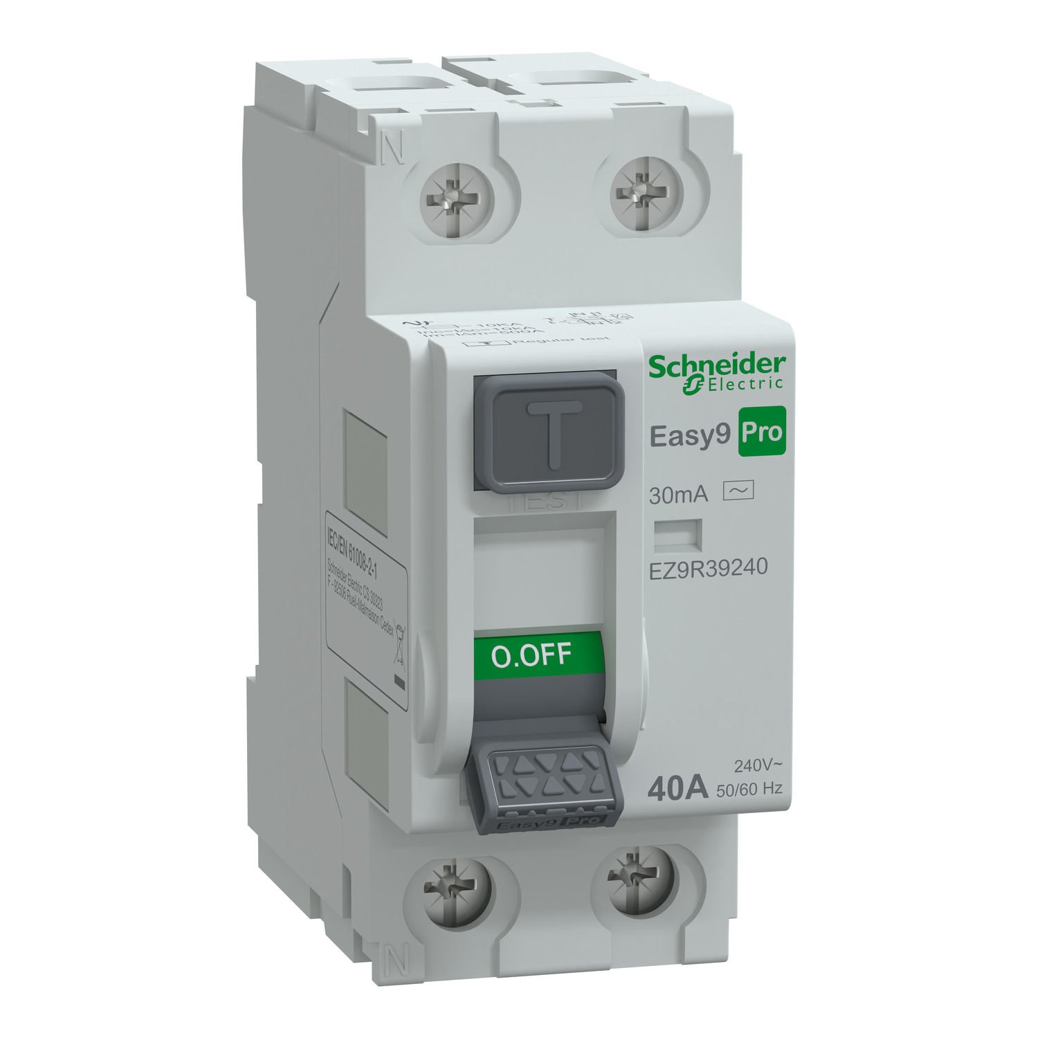 EZ9R39240 | Schneider Kaçak Akım Koruma Rölesi, Easy9 Pro, 2P, 40A, AC Tip, 30mA