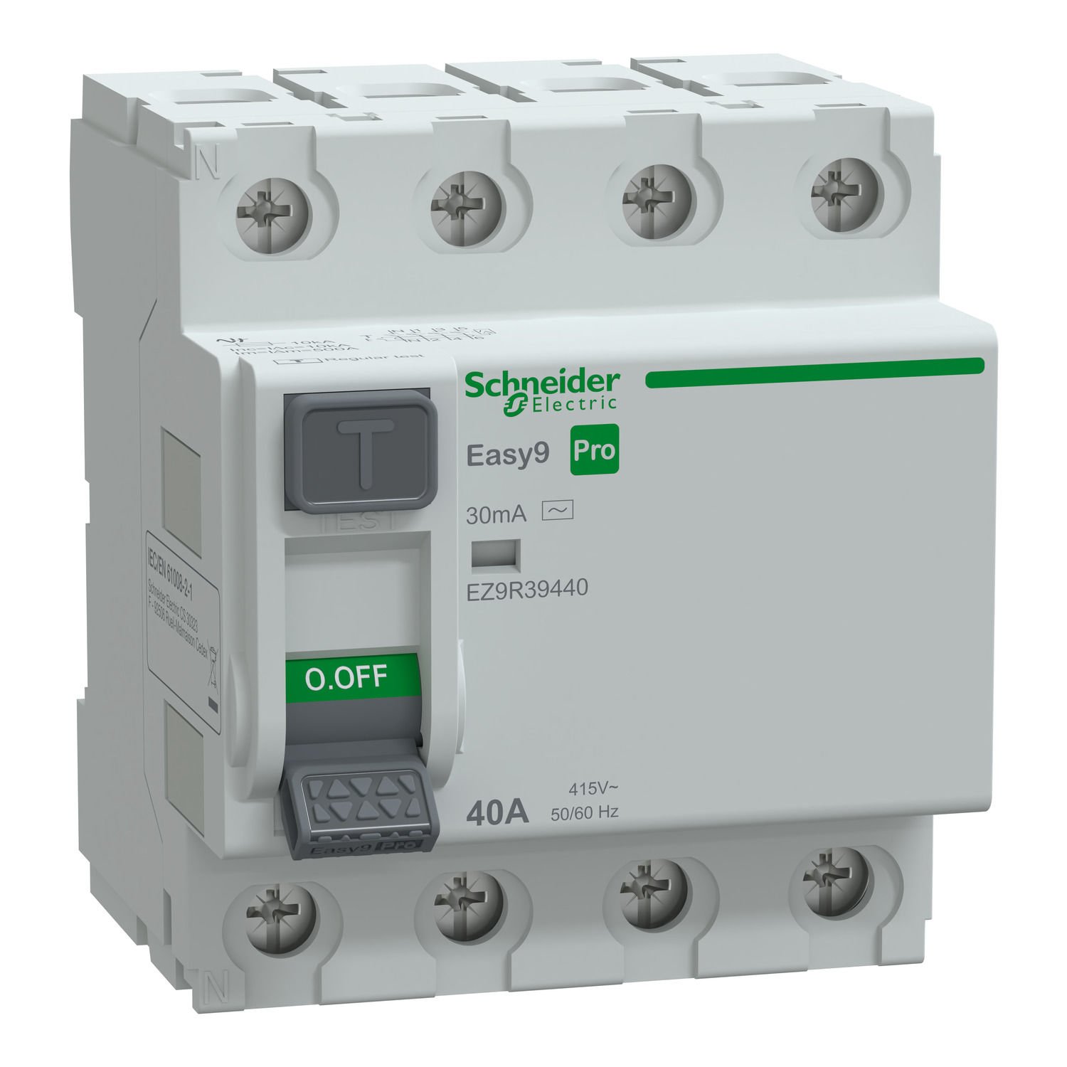 EZ9R39440 | Schneider Kaçak Akım Koruma Rölesi, Easy9 Pro, 4P, 40A, AC Tipi, 30mA