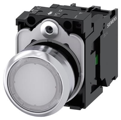 3SU1156-0AB60-1BA0 | Siemens Sirius ACT Metal Komple Işıklı Yay Dönüşlü Butonlar Beyaz 230 AC 1NO