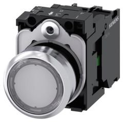 3SU1156-0AB70-1BA0 | Siemens Sirius ACT Metal Komple Işıklı Yay Dönüşlü Butonlar Renksiz 230 AC 1NO